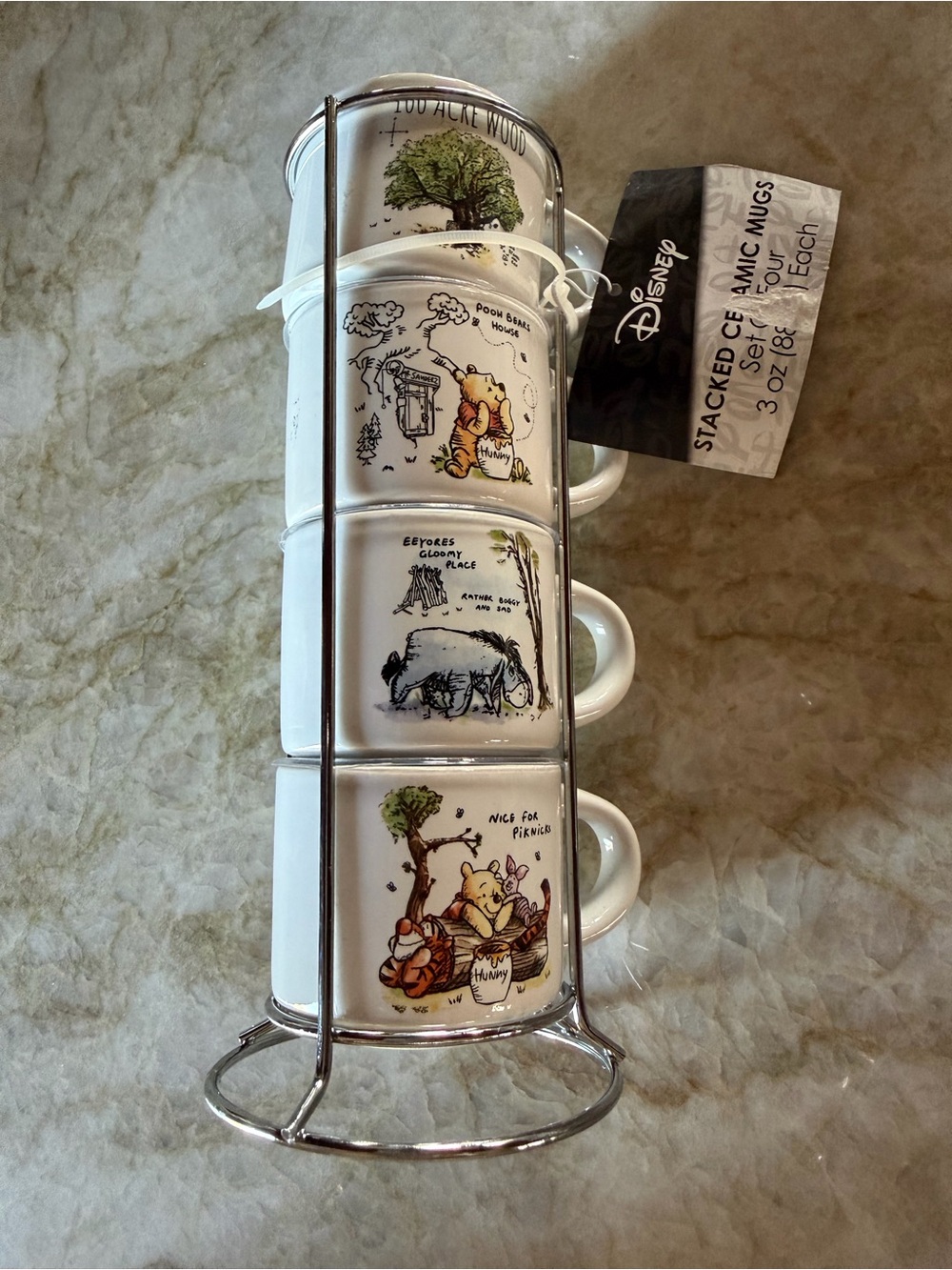 Disney Winnie the Pooh Ceramic Stacked Mug Set - White with Multicolor Artwork